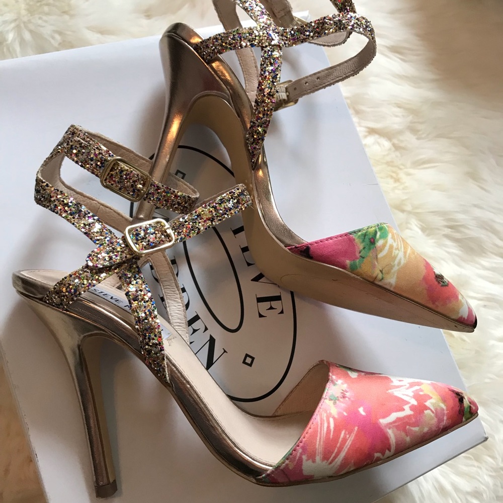 Steve Madden Floral Glitter Heels