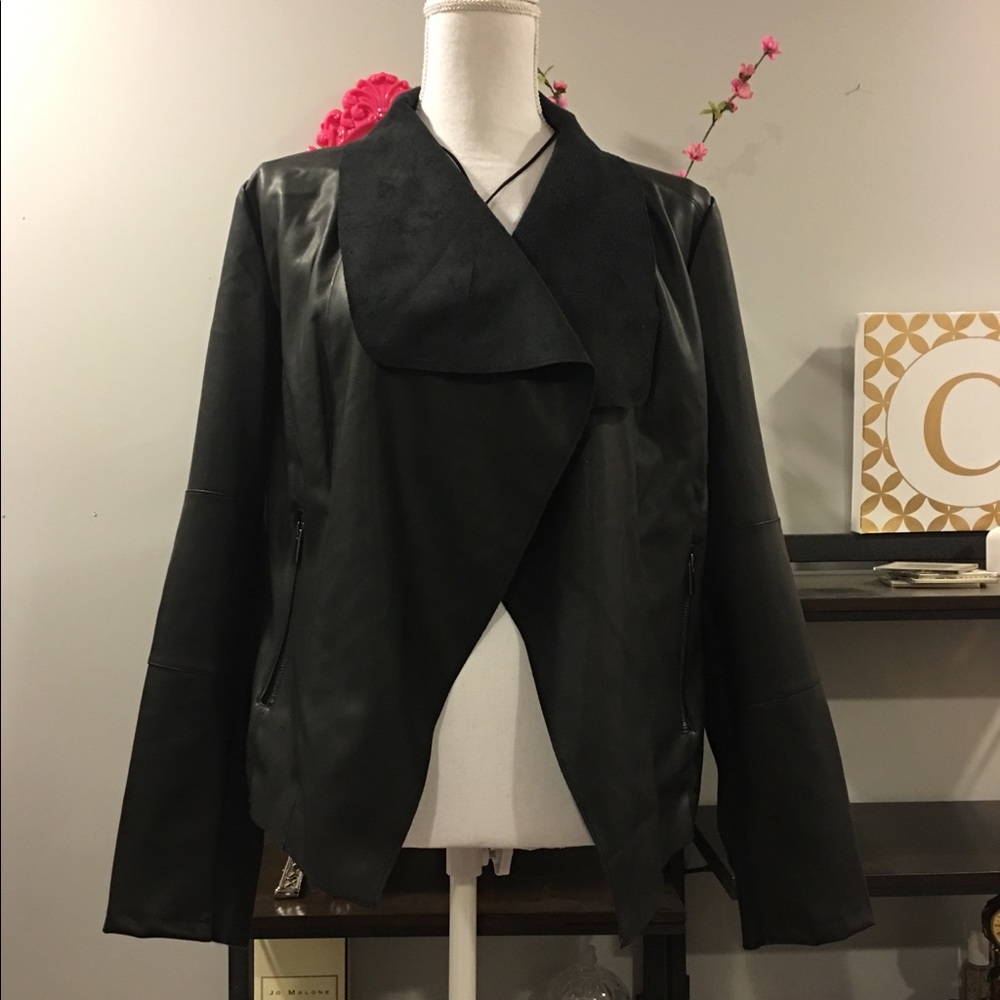 FAUX LEATHER DRAPE JACKET by BAGATELLE - Picture 3 of 7