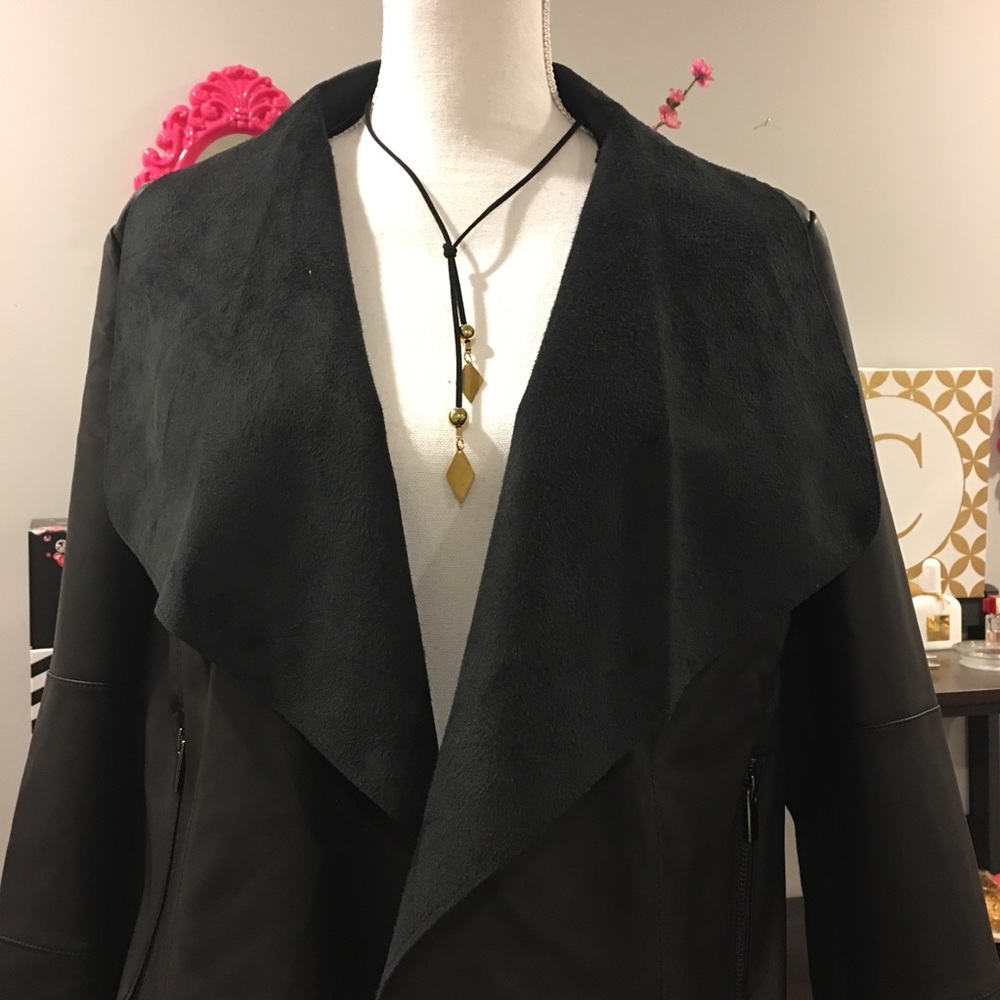 FAUX LEATHER DRAPE JACKET by BAGATELLE - Picture 6 of 7