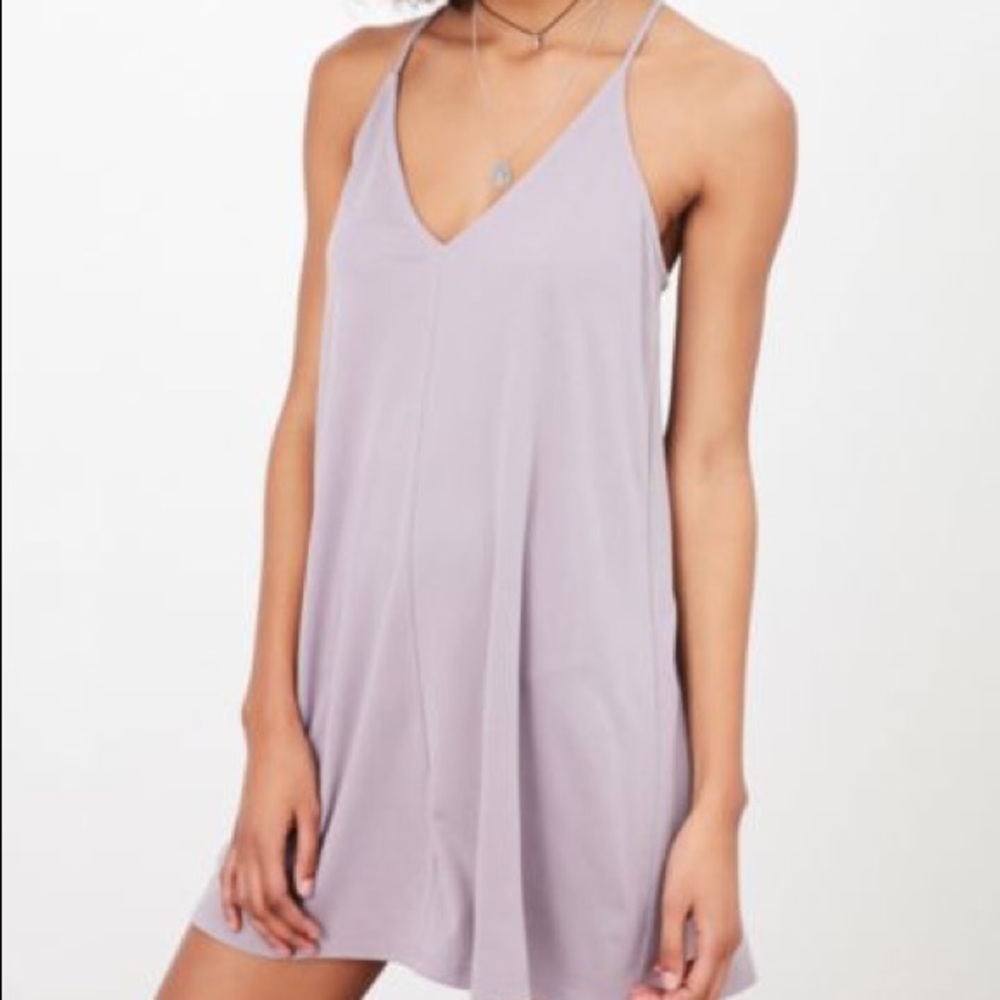 UO Silence + Noise V-neck Cupro Mini slip dress