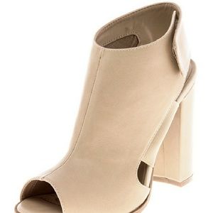 Wild Diva Nude Peeptoe Booties Chunky Heel