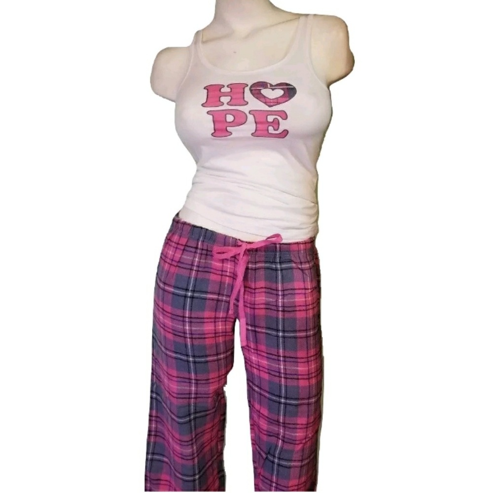 100% Cotton Pink Plaid Capri PJ Set