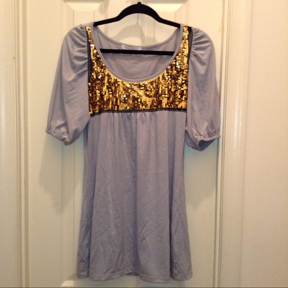 Gray and Gold Sequin Tunic/Dress