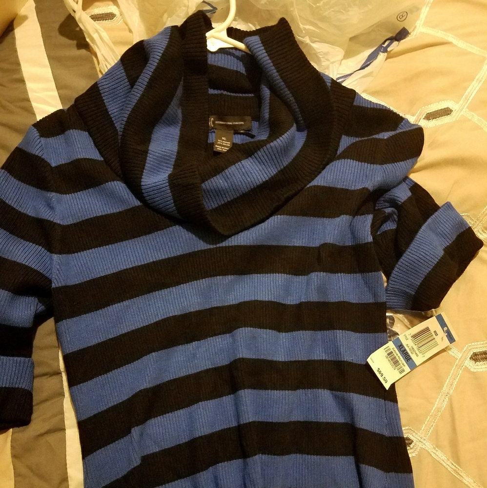 INC Blue and black sweater