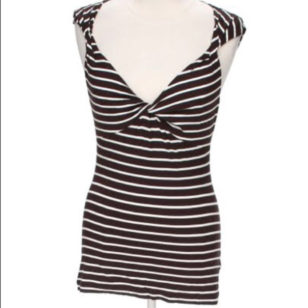 Banana Republic Brown/White Striped Tank Top
