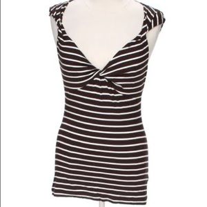 Banana Republic Brown/White Striped Tank Top