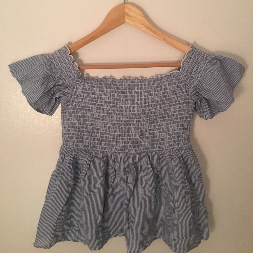 Blue Striped Off the shoulder top