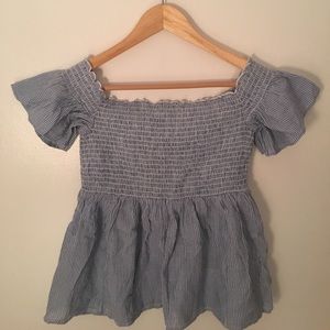 Blue Striped Off the shoulder top