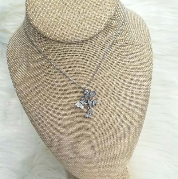 Butterfly Cubic Zirconia 925 Sliver Necklace - Picture 6 of 8