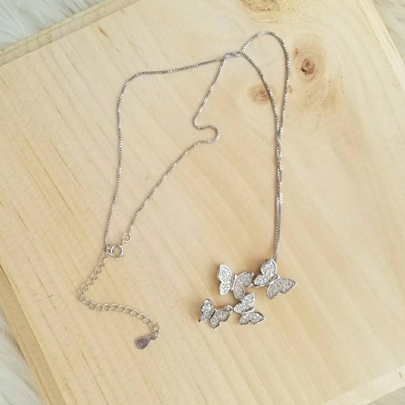 Butterfly Cubic Zirconia 925 Sliver Necklace - Picture 7 of 8