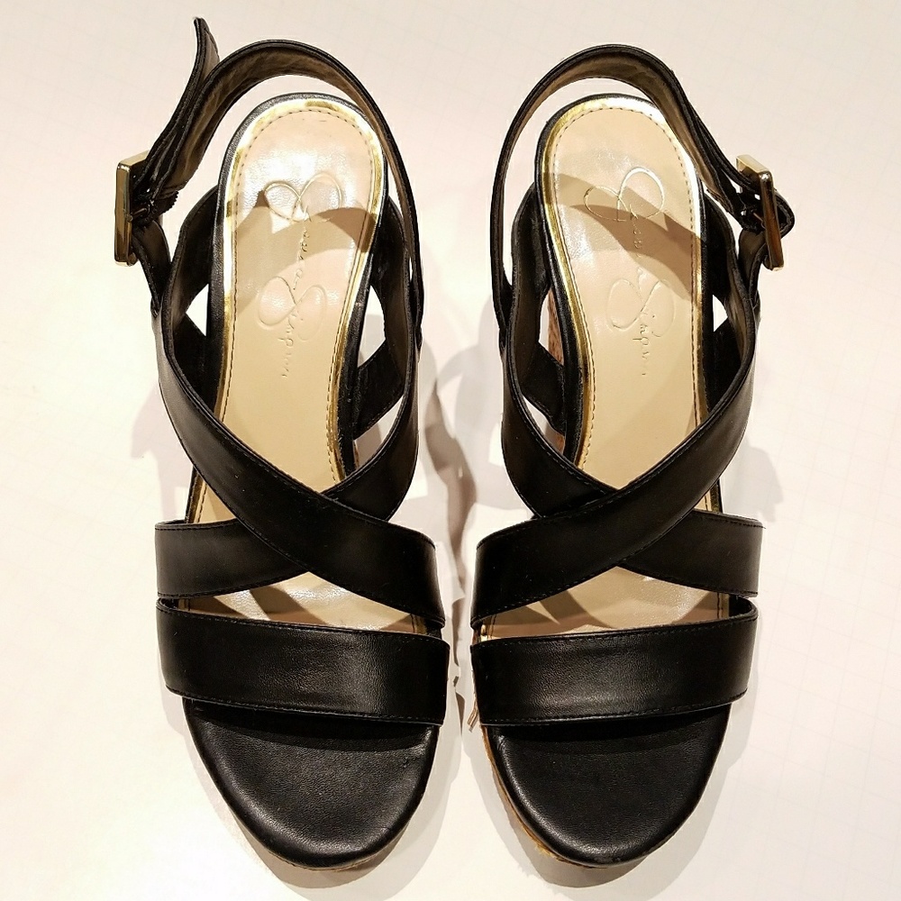 Jessica Jimpson Black Shoe Wedges