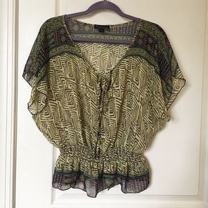 Green patterned blouse