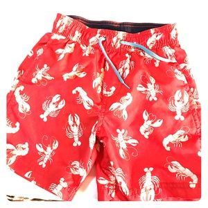 Red lobster swim trunks