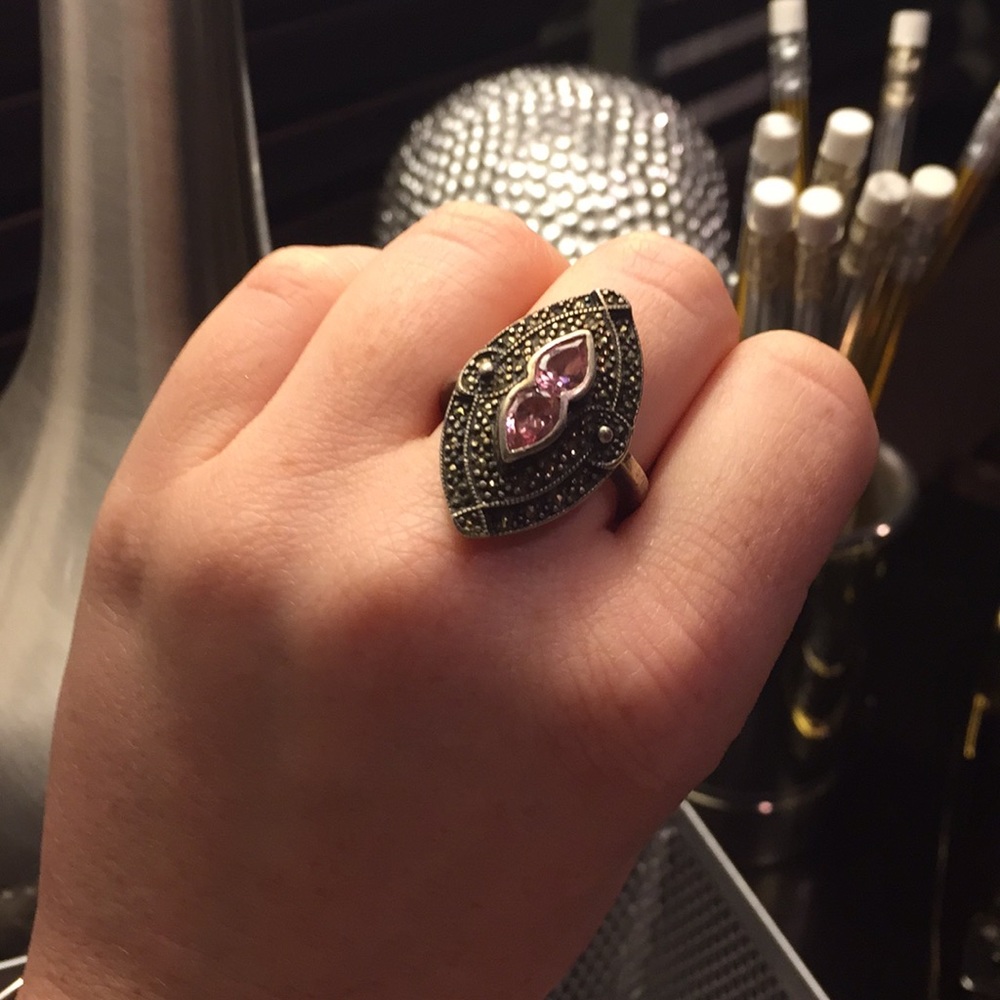 Medieval inspired silver ring with gemstone