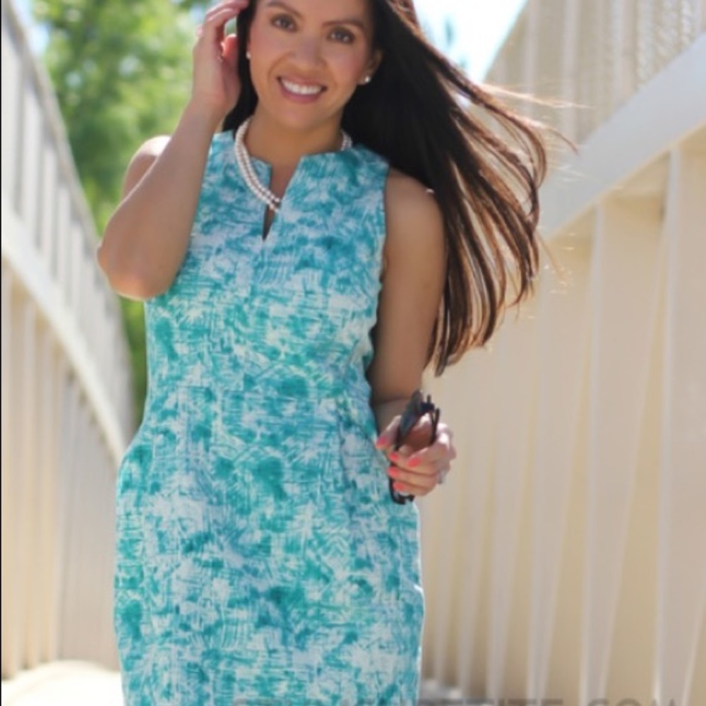 Ann Taylor Cotton Split Neck Sheath Dress