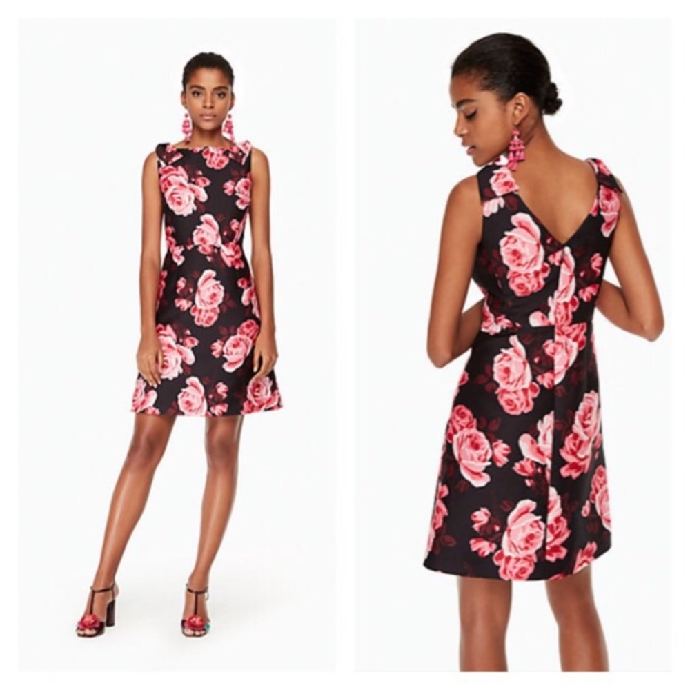 Kate Spade Rosa A-line shoulder bow floral dress - Picture 1 of 8