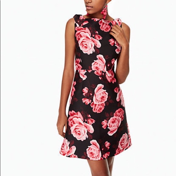 Kate Spade Rosa A-line shoulder bow floral dress - Picture 2 of 8
