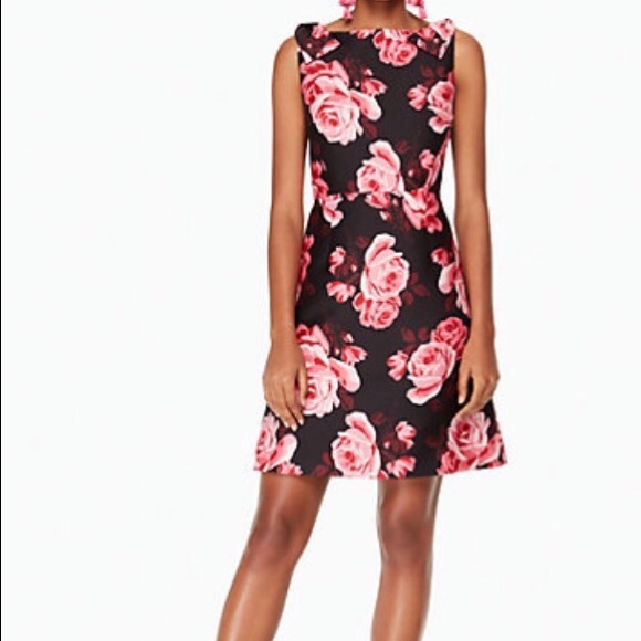 Kate Spade Rosa A-line shoulder bow floral dress - Picture 4 of 8