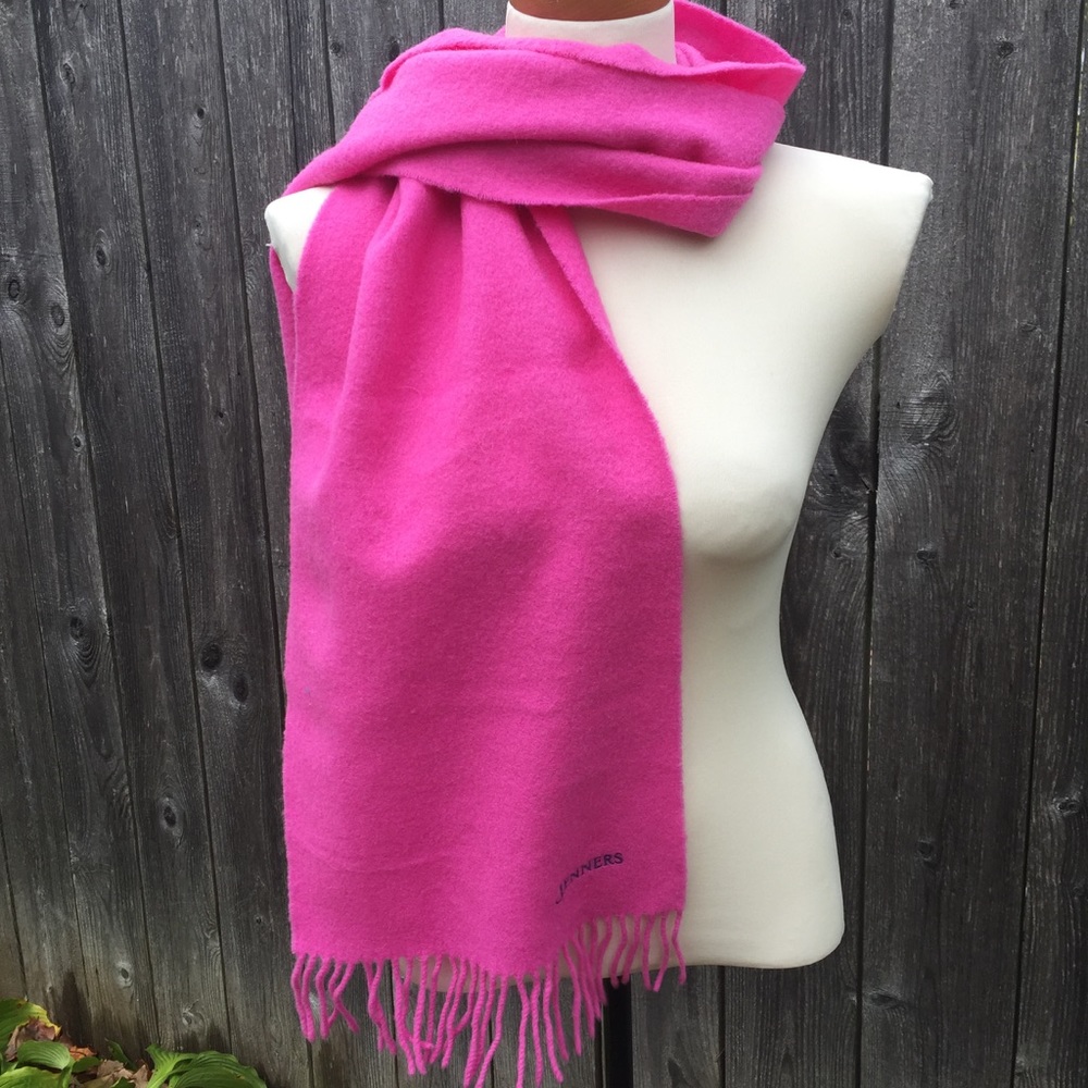 Pink fringe scarf