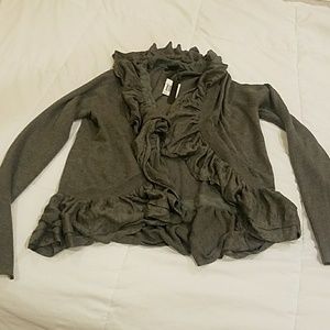 Super Cute NWT gray ruffled cardigan - CYBER Sale
