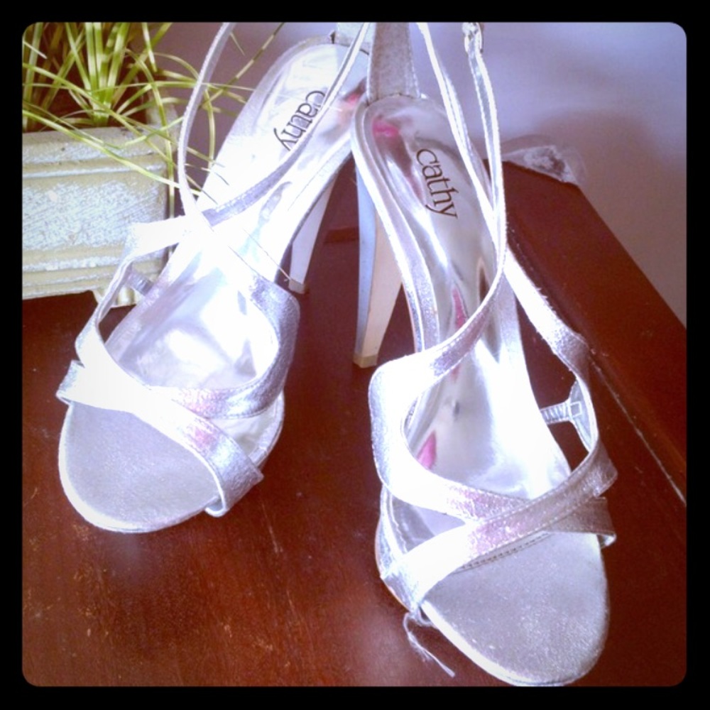 Silver heels by Cathy Jean