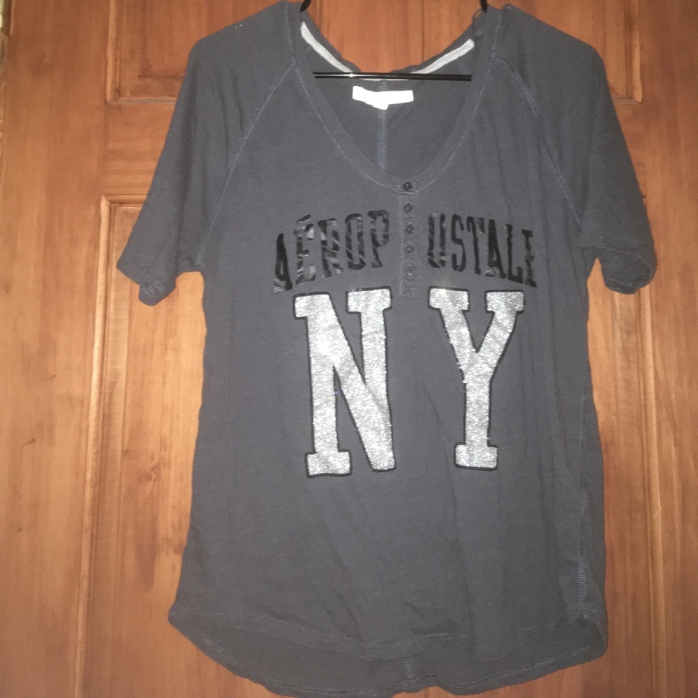 AEROPOSTALE GREY SPARKLY NEW YORK SHIRT