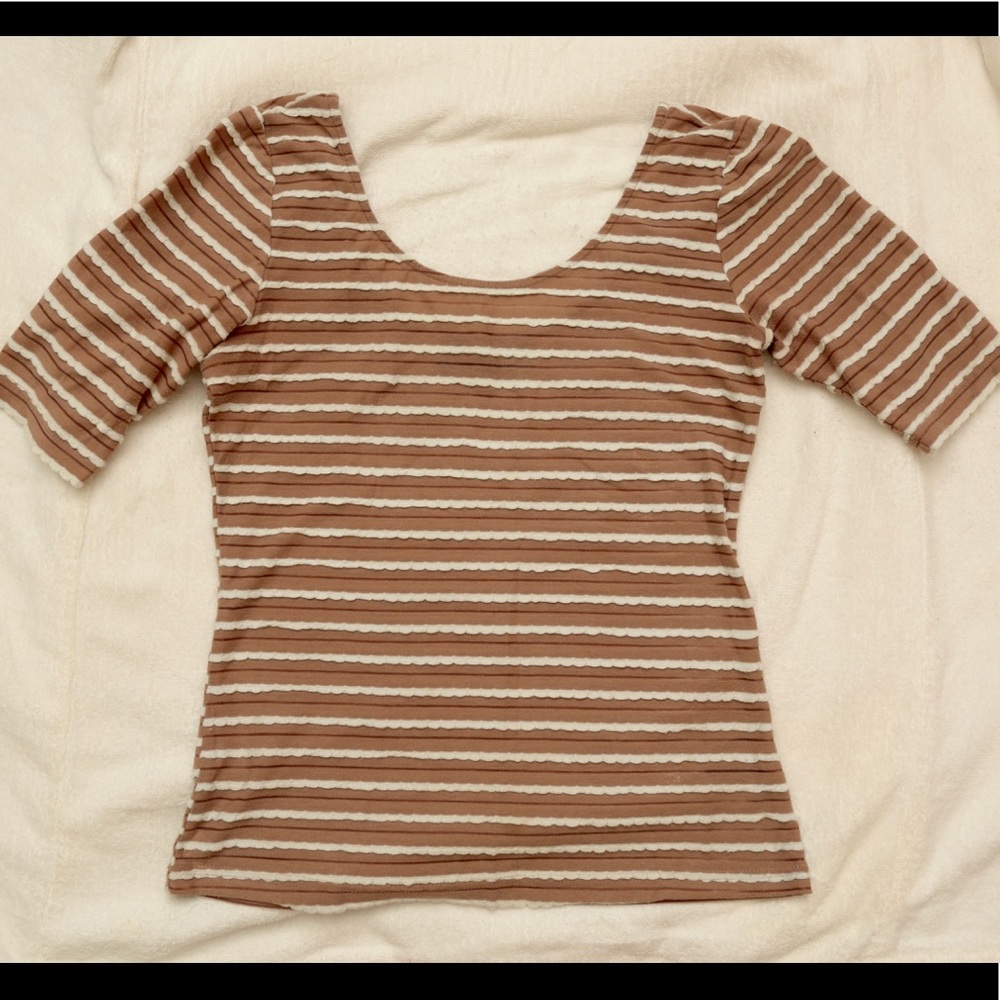 Striped top with low back