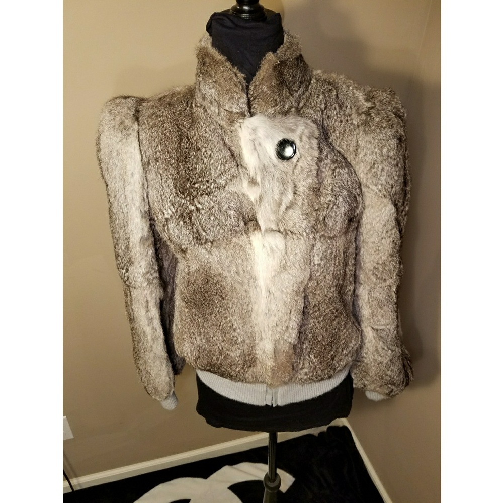Rabbit Fur Bomber Jacket