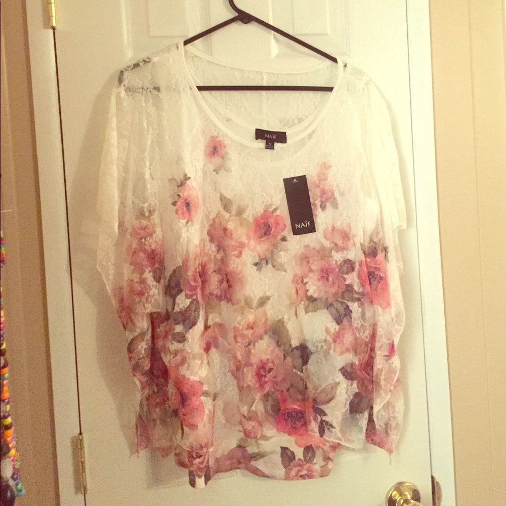 Floral lace top with attached tank