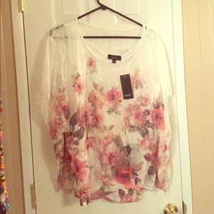 Floral lace top with attached tank