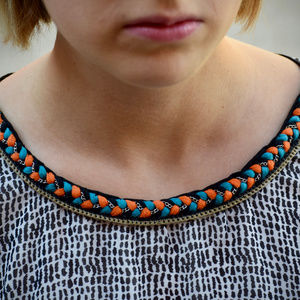 ‼️ July 1 Closing! Braided Detail Chiffon/Knit Top