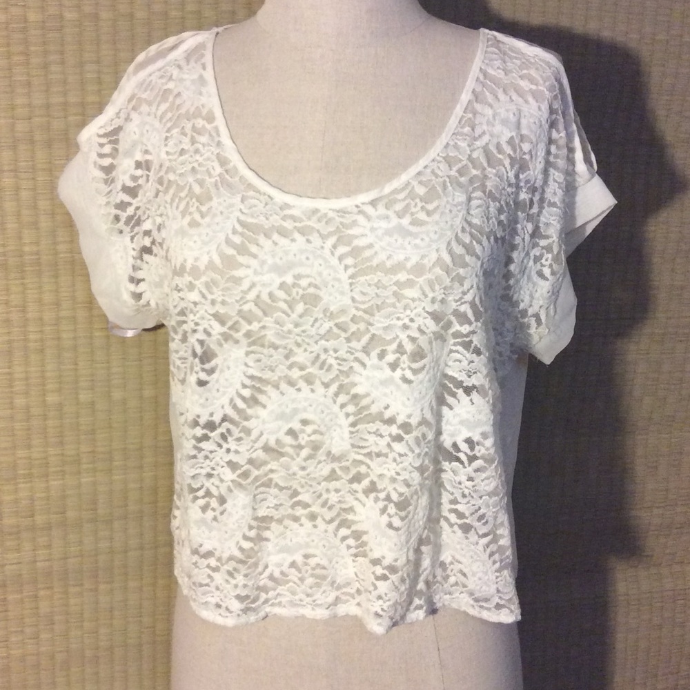 Lace cold shoulder top