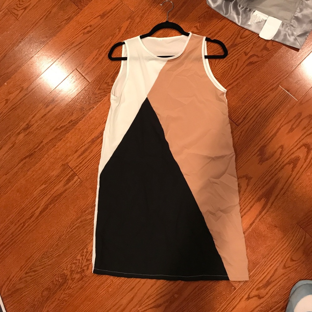 Black white and tan dress