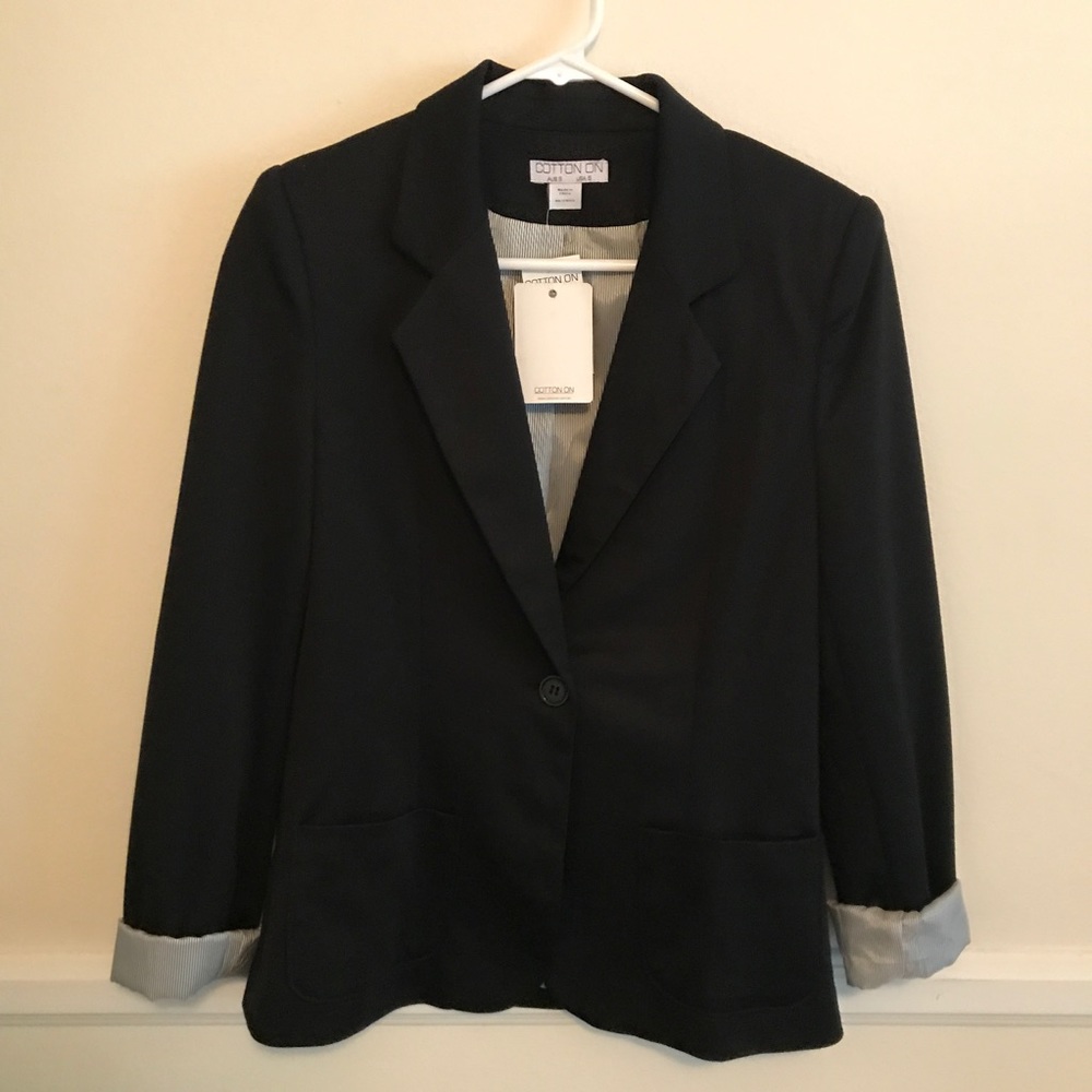 NWT Padded Shoulder Black Blazer