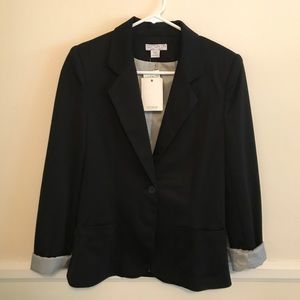 NWT Padded Shoulder Black Blazer