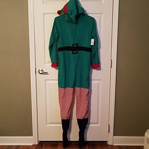 Joe Boxer footed hooded elf pajama Christmas