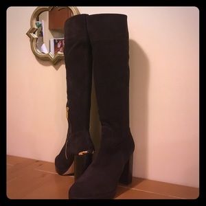 Michael Kors Regina Platform Coffee Suede Boots