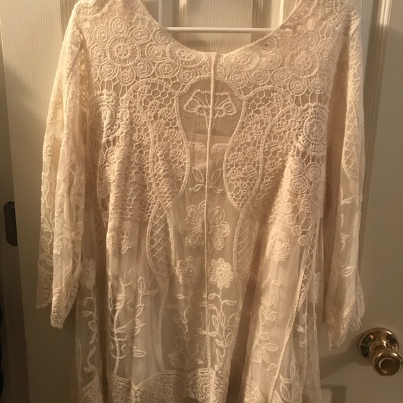 Tops - Lace blouse with spaghetti strap tank top