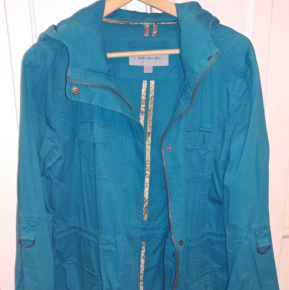 Marc New York Blue Spring Trench Coat L