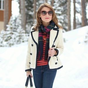 J Crew Cream and Navy Peacoat. 💎Worn Once💎