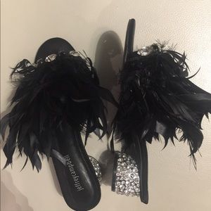 Jeffrey Campbell Zazu Feathered Slide
