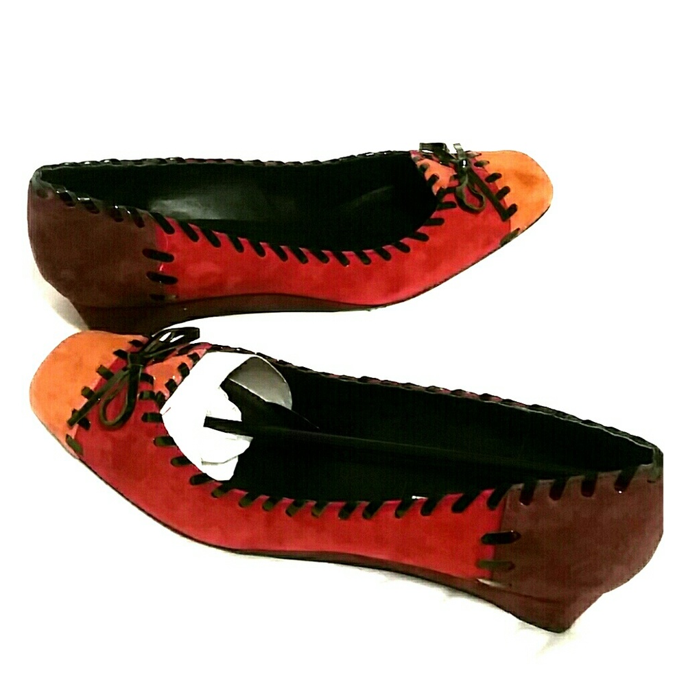 Suede Multi Color Wedge Heel Shoes