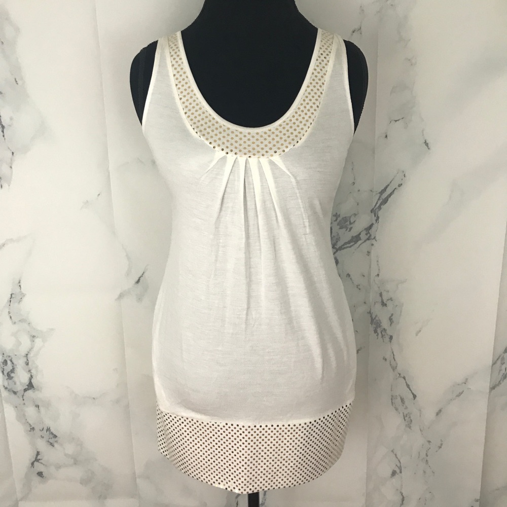 Express White with Gold Accents Tunic Top Sz XS