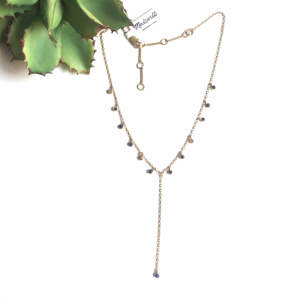Madewell Blue Lapis Lariat Stone Necklace in Gold
