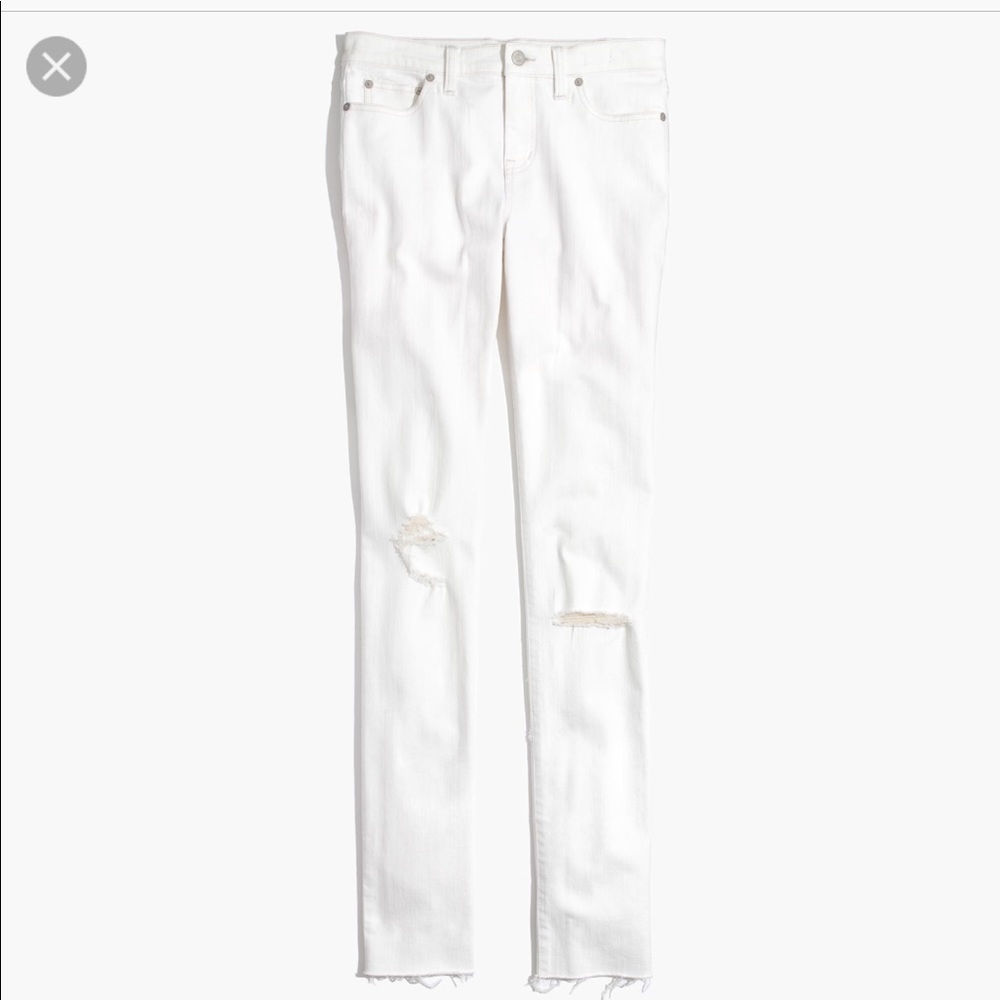white distressed alley straight jeans