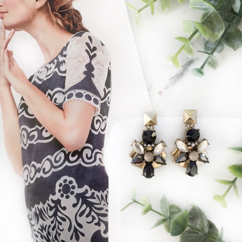 "Epperly" Earrings || Black Crystal Statement