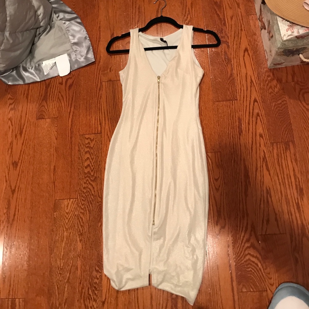 Cream zip front dress