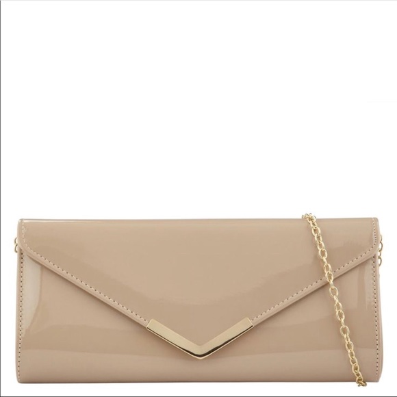 Nude patent leather clutch Clearance