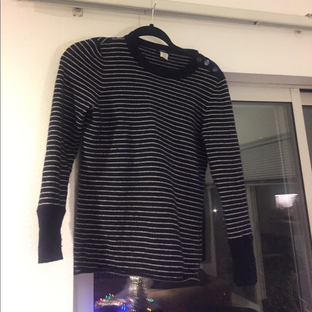 Classic J. Crew stripped sweater w/ button detail