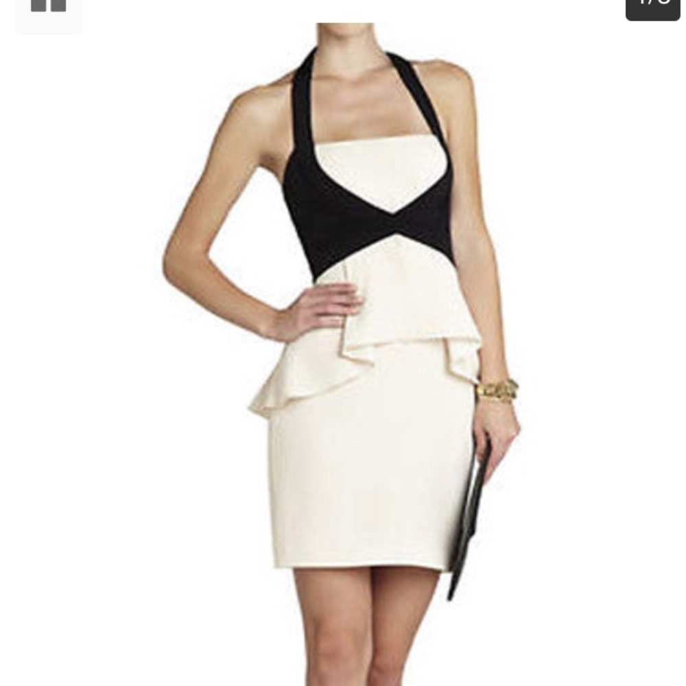 BCBGMaxAzria CREAM COMBO peplum dress